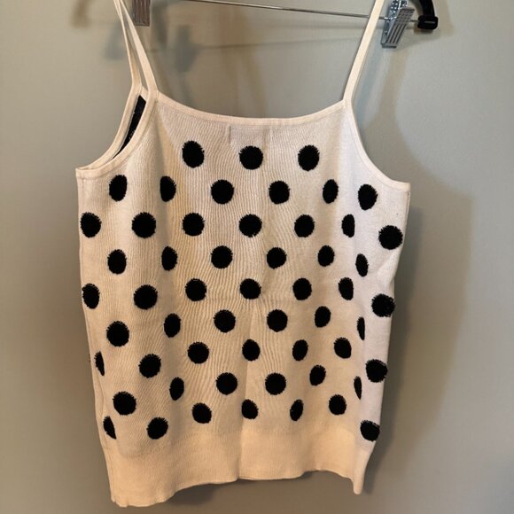 Anthropologie Maeve Black/White Knit Polka Dot Tank (Small) - Picture 2 of 6